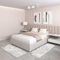 Jogo Tapete Passadeira Quarto 2 Uni Branco 50 x 140 cm