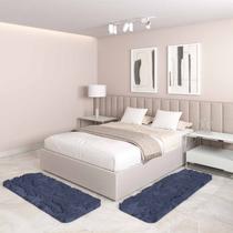 Jogo Tapete Passadeira Quarto 2 Uni Cinza 50 x 140 cm