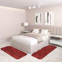 Jogo Tapete Passadeira Quarto 2 Uni Marrom 50 x 140 cm