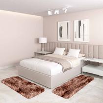 Jogo Tapete Passadeira Quarto 2 Uni Mescl Marrom 50 x 140 cm