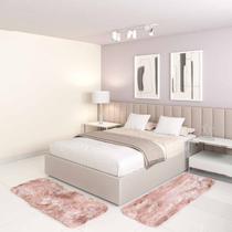 Jogo Tapete Passadeira Quarto 2 Uni Mescla Bege 50 x 140 cm