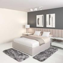 Jogo Tapete Passadeira Quarto 2 Uni Mescla Cinza 50 x 140 cm