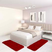 Jogo Tapete Passadeira Quarto 2 Uni Vinho 50 x 140 cm