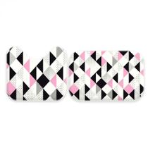 Jogo Tapetes para Banheiro 2 Peças Multi Triângulos Rosa Único