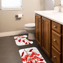 Jogo Tapetes para Banheiro 2 Peças Sheets Red Único