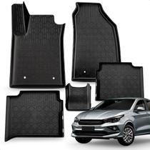Jogo Tapetes Tipo Bandeja Preto Modelo Cronos 2018 a 2026 5 Peças Borracha Borda Alta Grid
