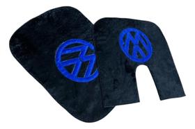Jogo Tapetinho Universal Volkswagen Preto com Logo Azul