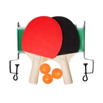 Jogo Tênis de Mesa Ping Pong Raquete Bolas Rede e Suporte