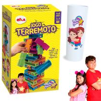 Jogo Terremoto Maria Clara e JP Se Cair Perdeu Equilibrio Brinquedos de Menino e Menina Elka com Revista de Colorir Presente