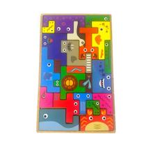 Jogo Tetris Fundo do Mar em MDF 6mm 22 Peças Coloridas com Animais Marinhos Quebra-Cabeça Educativo Infantil Montess