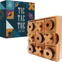 Jogo Tic Tac Toe BSIRI de madeira para adultos e crianças de 14 cm