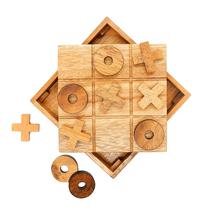 Jogo Tic Tac Toe BSIRI de madeira para adultos e crianças de 14 cm