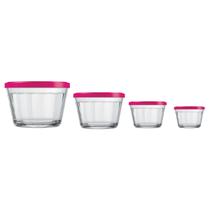 Jogo Tigela Americano Nadir C/Tampa Colorida 4 Tamanhos 4Un