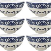 Jogo Tigela Bowl Porcelana Blue Garden 420ml 6 Unidades - Lyor