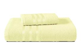 Jogo Toalha(1 Banho + 1 Rosto) Amarelo 3 Barras 100% Algodão