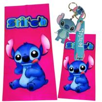 Jogo Toalha com Chaveiro 3D Stitch2 Rosa mg