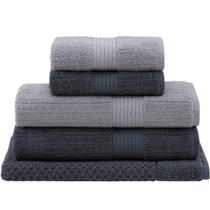 Jogo toalha de banho 5 peças fio penteado prata e grafite - buddemeyer