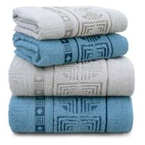 Jogo Toalha de Banho com Barra Jacquard Algodão Folliage Volare Extra Soft Macia 4 peças
