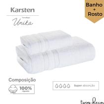 Jogo Toalha de Banho e Rosto Karsten Unika 2 peças 100% Algodão Fio Penteado 500 g/m²