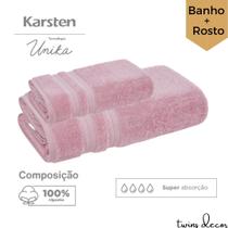 Jogo Toalha de Banho e Rosto Karsten Unika 2 peças 100% Algodão Fio Penteado 500 g/m²