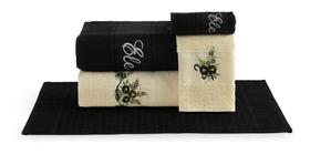 Jogo Toalha De Banho Elegance 05 Peças Bordados Ele E Preto