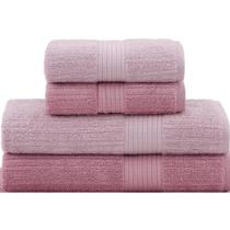 Jogo toalha de banho gigante 4 peças fio penteado rosa claro e rosa escuro - buddemeyer Jogo toalha de banho gigante 4 peças fio penteado rosa claro e rosa escuro - buddemeyer