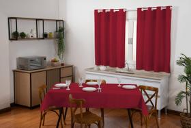 Jogo Toalha De Mesa 6 Cadeiras E Cortina Cozinha 2,00x1,40 Vermelho - Imperial Moda Casa