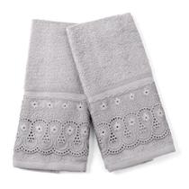 Jogo Toalha Lavabo Buettner Renda Renascença Cinza 2 Peças