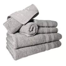 Jogo Toalhas 2 Banhos 2 Rostos 2 Pisos Grande Grossa Cinza