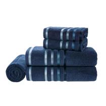 Jogo Toalhas de Banhão 5 peças Lumina Unika Karsten Azul Naval Fio Penteado Jogo Toalhas de Banhão 5 peças Lumina Unika Karsten Azul Naval Fio Penteado