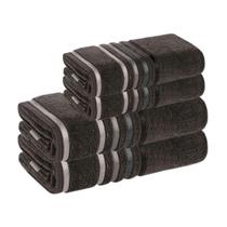 Jogo Toalhas de Banho 4 peças Lumina Unika Karsten Cinza Carbono Fio Penteado