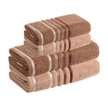 Jogo Toalhas de Banho 4 peças Lumina Unika Karsten Marrom Sienna Rosa Deserto Fio Penteado