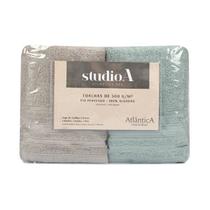 Jogo Toalhas Para Banho 5Pçs Verde/Cinza Atlântica Fio Penteado