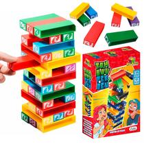 Jogo Tombou Perdeu Infantil Torre De Blocos Brinquedo Educativo De Mesa Com 45 Peças