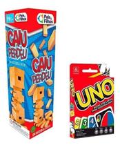 Jogo Torre De Blocos Caiu Perdeu + Jogo De Cartas Uno Copag