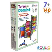 Jogo Torre de Equilibrar Dominó Edulig - 28 módulos montados e desmontáveis - até 4 jogadores - 140 peças e conexões - 7 cores