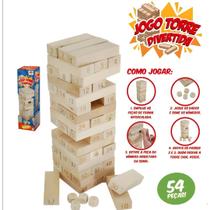 Jogo Torre Divertida Em Madeira Caiu Perdeu Jenga 54 Peças