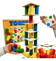 Jogo Torre Inteligente 60 Peças Madeira Brinquedo Educativo