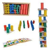 Jogo Torre Inteligente Madeira Brinquedo Educativo 34 Peças