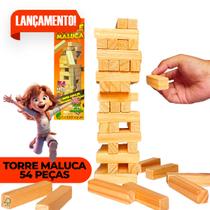 Jogo Torre Maluca Caiu Perdeu Madeira Equilíbrio Jenga Brinquedo