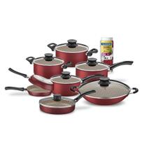 Jogo Tramontina Panelas 7 Peças E Faqueiro 30 Peças Vermelho Jogo Tramontina Panelas 7 Peças E Faqueiro 30 Peças Vermelho
