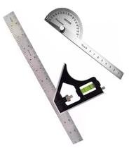 Jogo Transferidor 180 Grau Esquadro Combinado Cromo 12 Pol. Jogo Transferidor 180 Grau Esquadro Combinado Cromo 12 Pol.