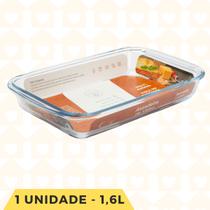 Jogo Travessa Lasanheira Vidro 1,6L Forma Retangular 1UNI