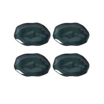 Jogo Travessa Oval Rasa Média Bio Oceano Cerâmica Kit 4 Un