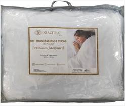 Jogo travesseiro premium jacquard 2 peças niazitex 50 x 70 cm branco