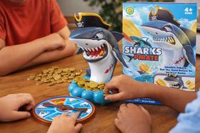Jogo Tubarão Pirata Infantil De Mesa Com Moedas Para 2 A 4 Jogadores