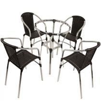 Jogo Turin 4 Cadeiras e Mesa em Alumínio Jardim, Churrasqueira, Área Trama Original