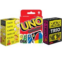 Jogo Uno Cartas Taco Gato Tabuleiro Trio Amigos Família Mesa Estratégico Competitivo Portátil Rápido Pocket Original Kit