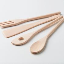 Jogo utensílios 5 peças de madeira para cozinha utilidades pra casa resistente