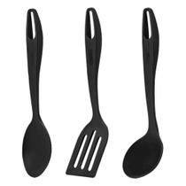 Jogo Utensílios Cozinha Nylon Wavy Preto 3 Peças Brinox